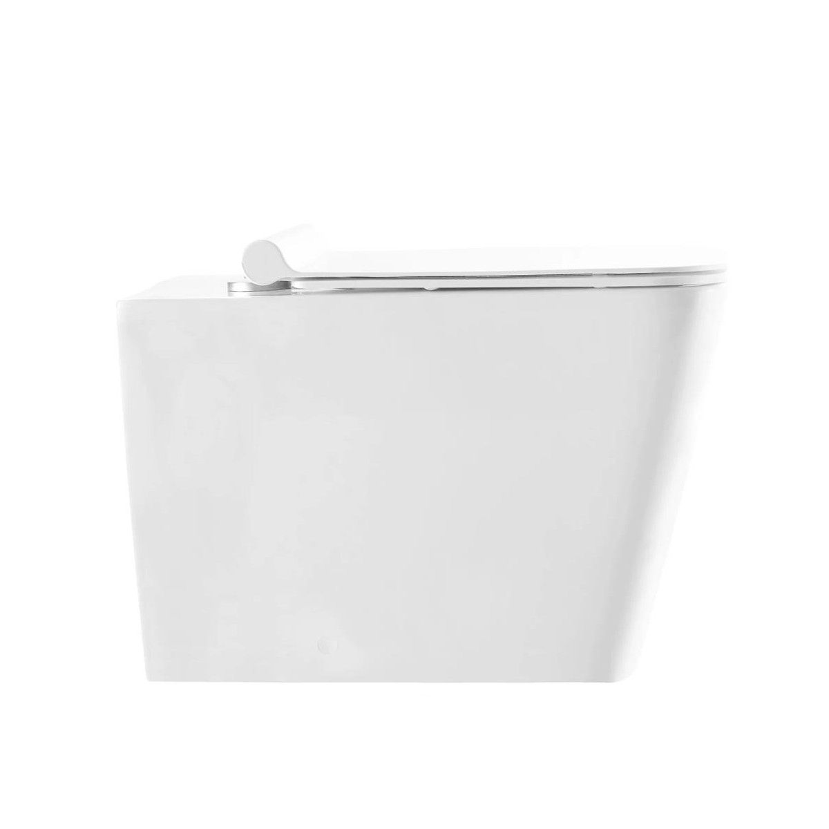 Alfonso Randlose Toilettenschüssel, Bodenmontage, schlanker Deckel, 56x35 cm, Weiß, Sanitärkeramik