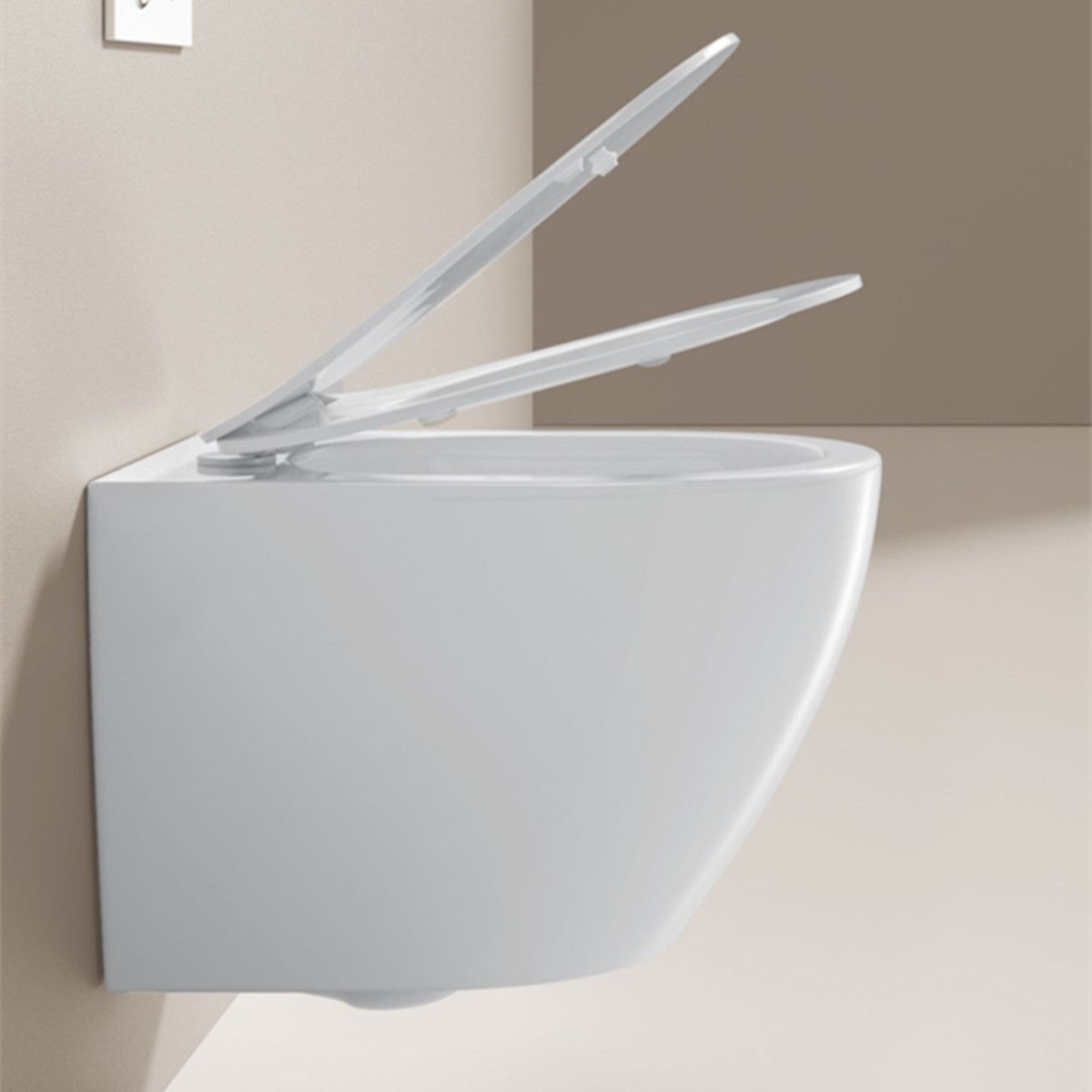 Wandhängendes WC, Weiß, Rimless, 49x37 cm, Duroplast-Deckel, Sanitärkeramik, Ben