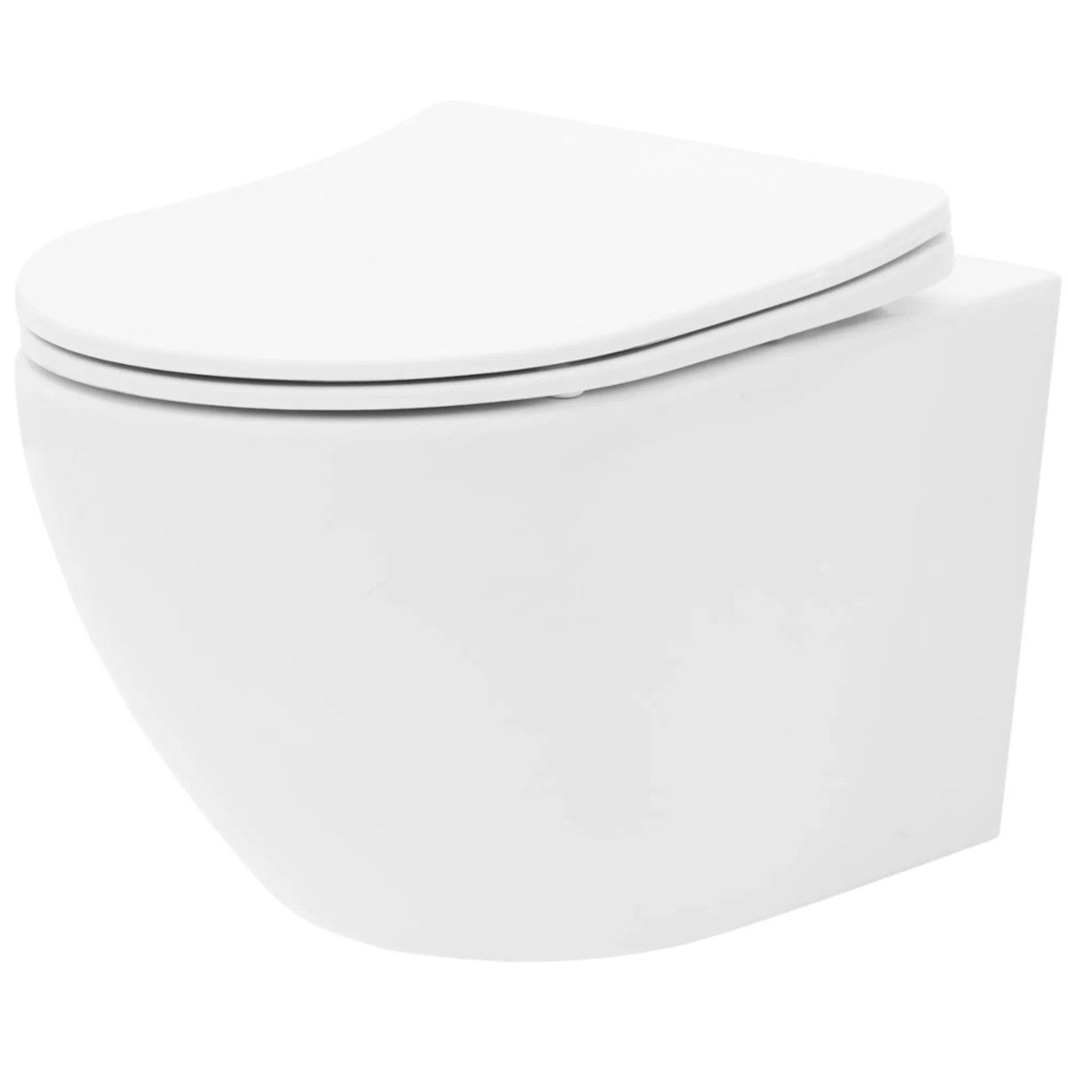 Wandhängendes WC, Weiß, Rimless, 49x37 cm, Duroplast-Deckel, Sanitärkeramik, Ben