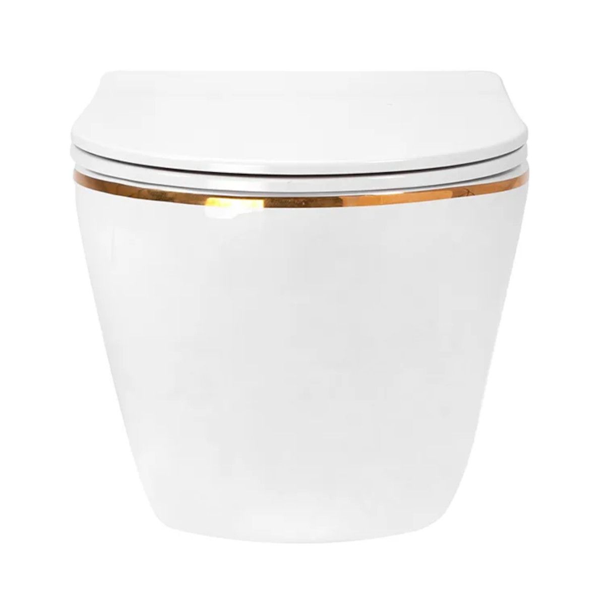 Wandhängendes WC, Weiß Gold Line, Rimless, 49x36 cm, Duroplast-Deckel, Sanitärkeramik, Ben