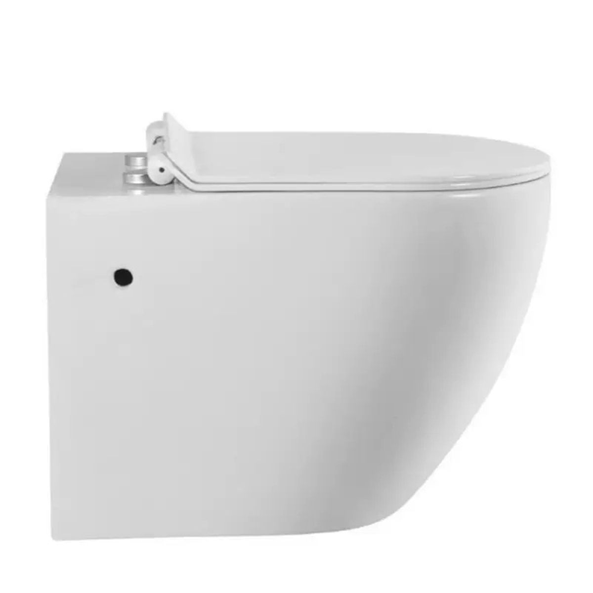 WC-Schüssel mit Bidetfunktion, Randlos, Taharet, Warm-/Kaltwasserarmatur, Weiß, wandhängend , Soft-Close Deckel, 53x36 cm, Angi