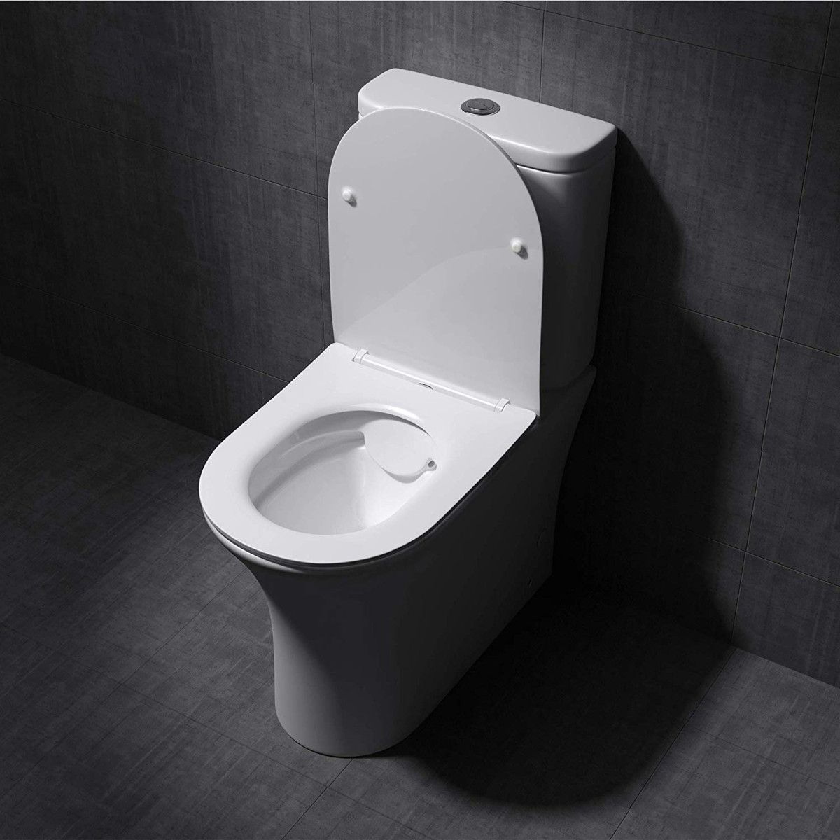 WC-Becken EGO-304T, Weiß, bodenstehend, Silent-Close-Sitz, Sanitärkeramik, 65x39 cm