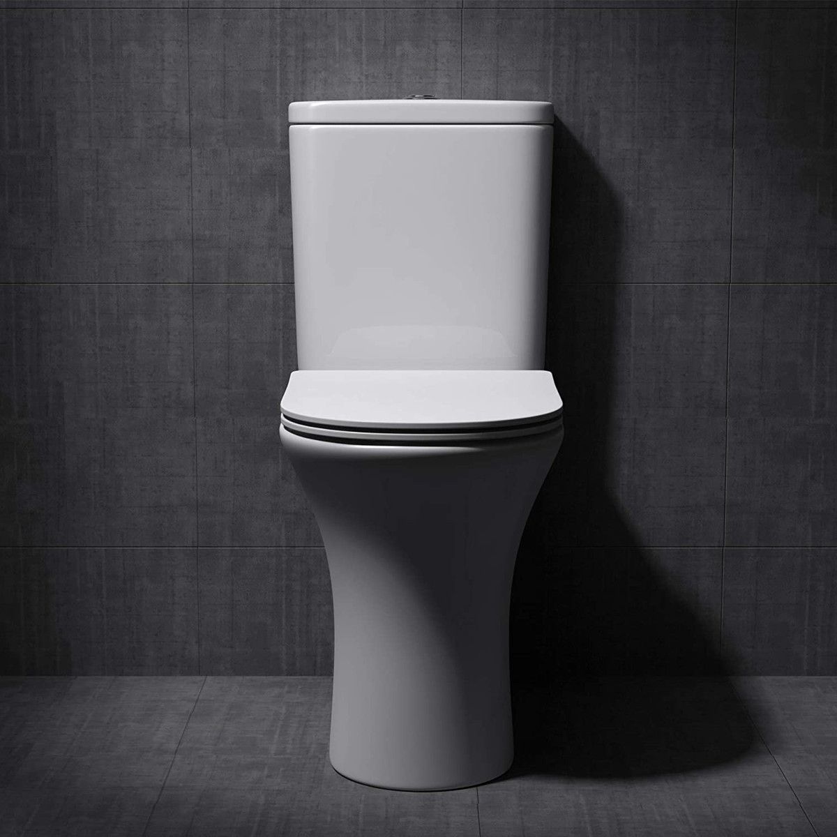 WC-Becken EGO-304T, Weiß, bodenstehend, Silent-Close-Sitz, Sanitärkeramik, 65x39 cm