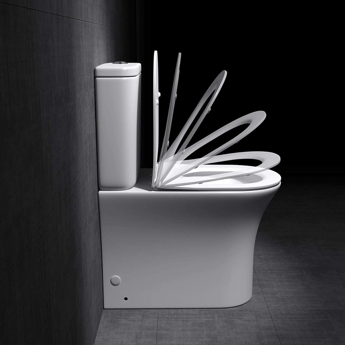 WC-Becken EGO-304T, Weiß, bodenstehend, Silent-Close-Sitz, Sanitärkeramik, 65x39 cm