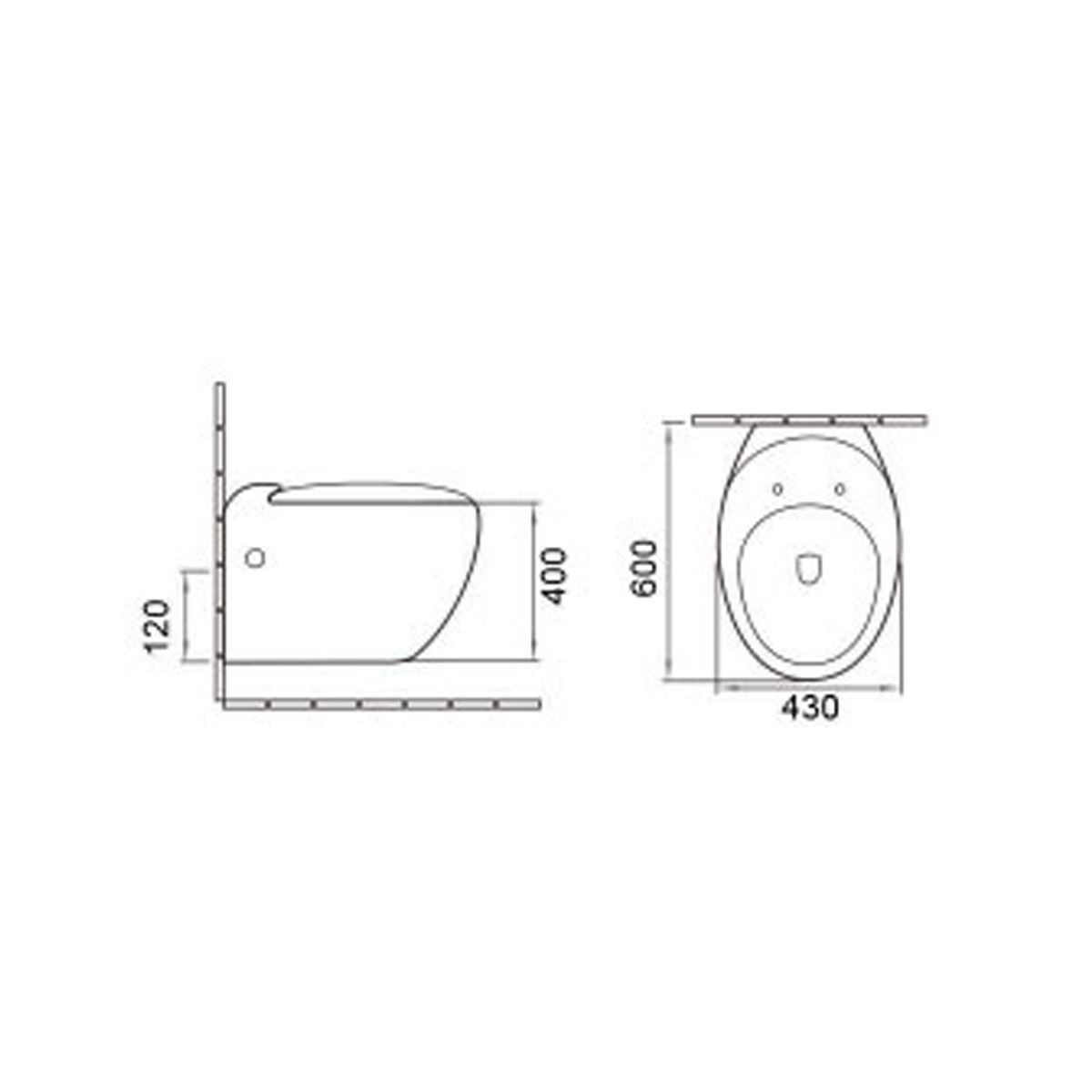 EGO Angelo WC-Becken, Weiß, 60x43 cm, hängende Montage, Duroplast Slim Soft-Close-Deckel im Lieferumfang enthalten