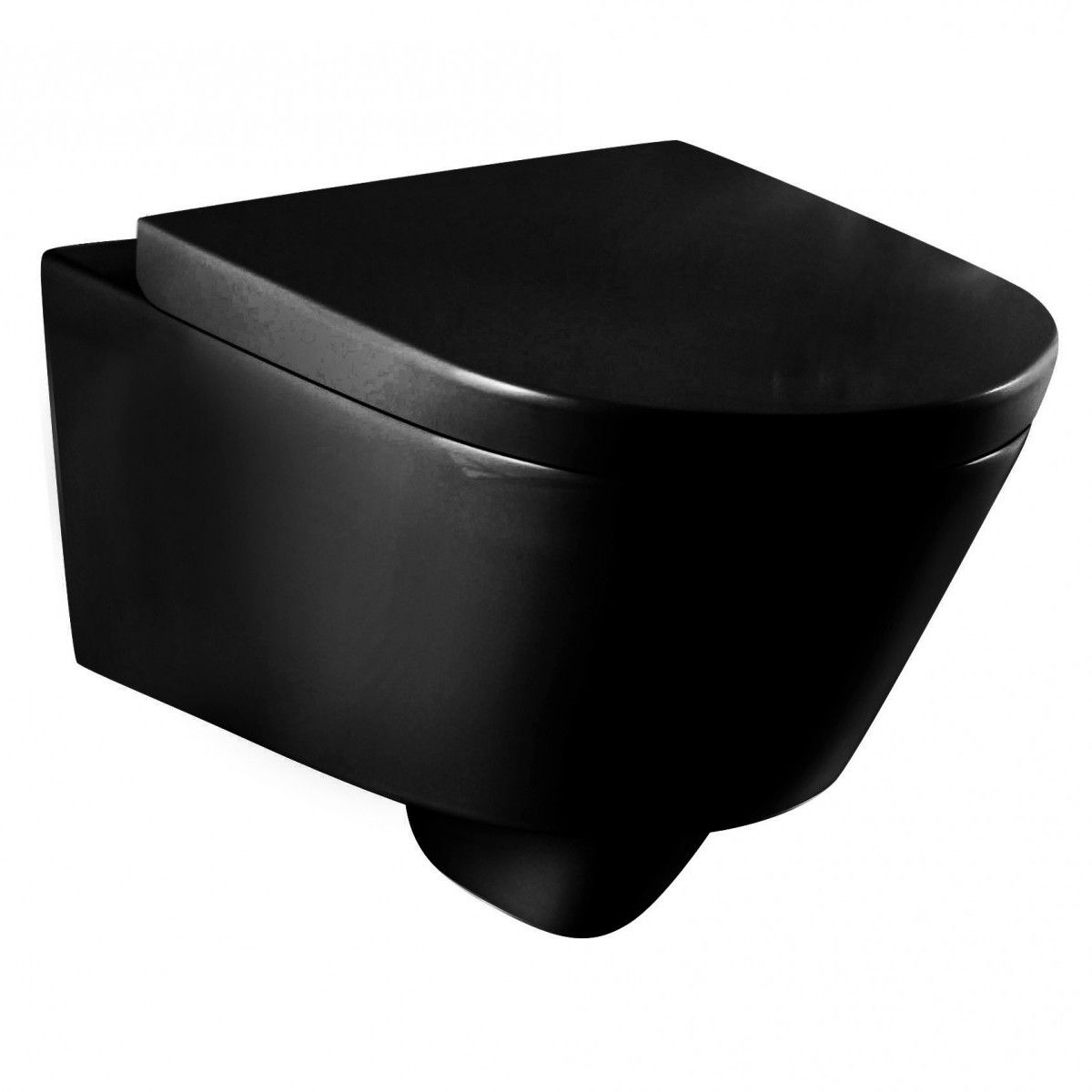 Wand-WC EGO-Aristide, wandhängend, Sanitärkeramik, inkl. Duroplast-WC-Sitz mit Soft-Close-Absenkautomatik, Schwarz glänzend, 56x36 cm