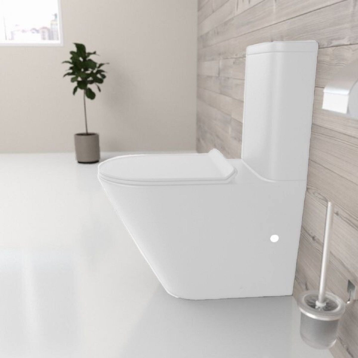 Toilettenschüssel EGO Dario, Rimless, Tank inklusive, 2-St., Weiß glänzend, Bodenmontage, Duroplast Slim Soft-Close-Deckel inkl.