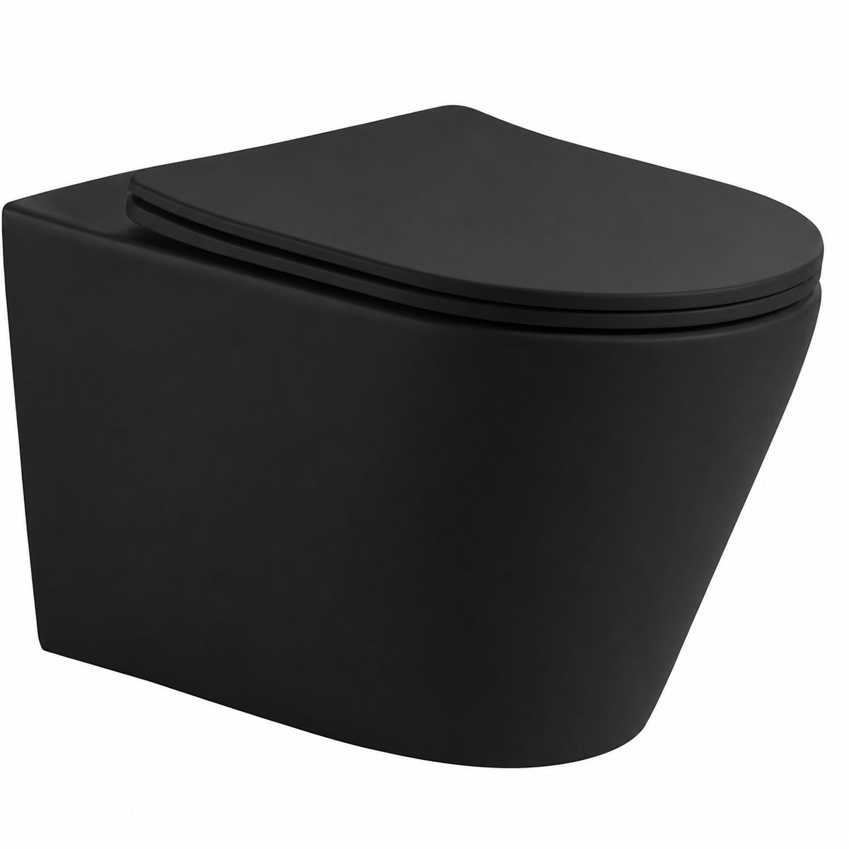 Toilettenschüssel EGO Galo, Rimless, Mattschwarz, 53x36 cm, wandhängend, Duroplast Slim Soft-Close Abdeckung inklusive