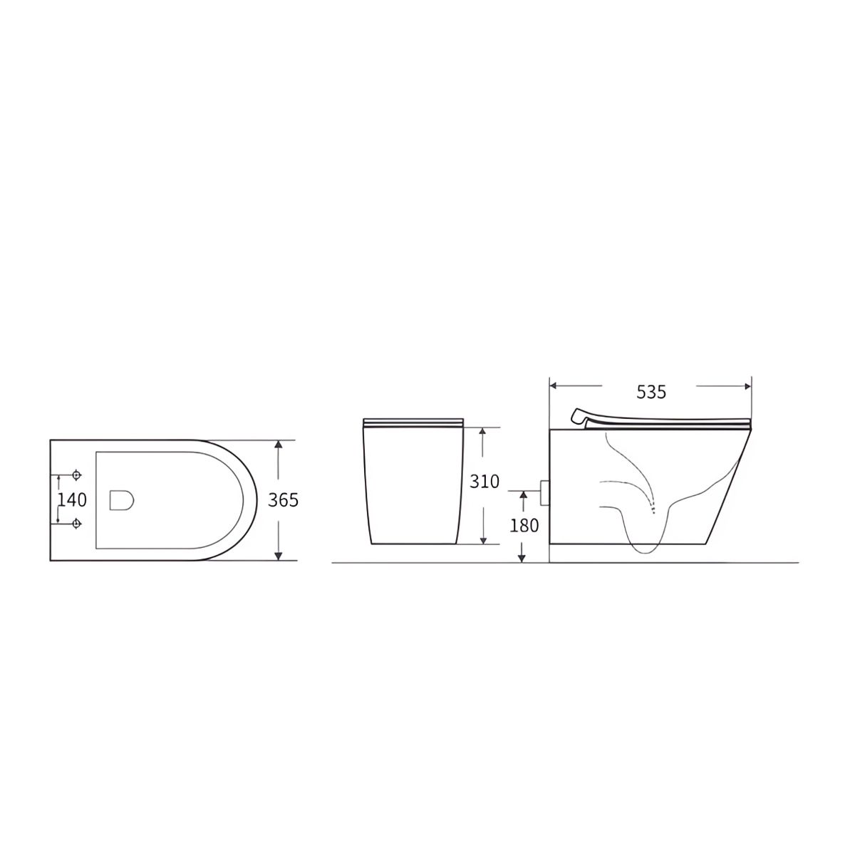 Toilettenschüssel EGO Galo, Rimless, Mattschwarz, 53x36 cm, wandhängend, Duroplast Slim Soft-Close Abdeckung inklusive