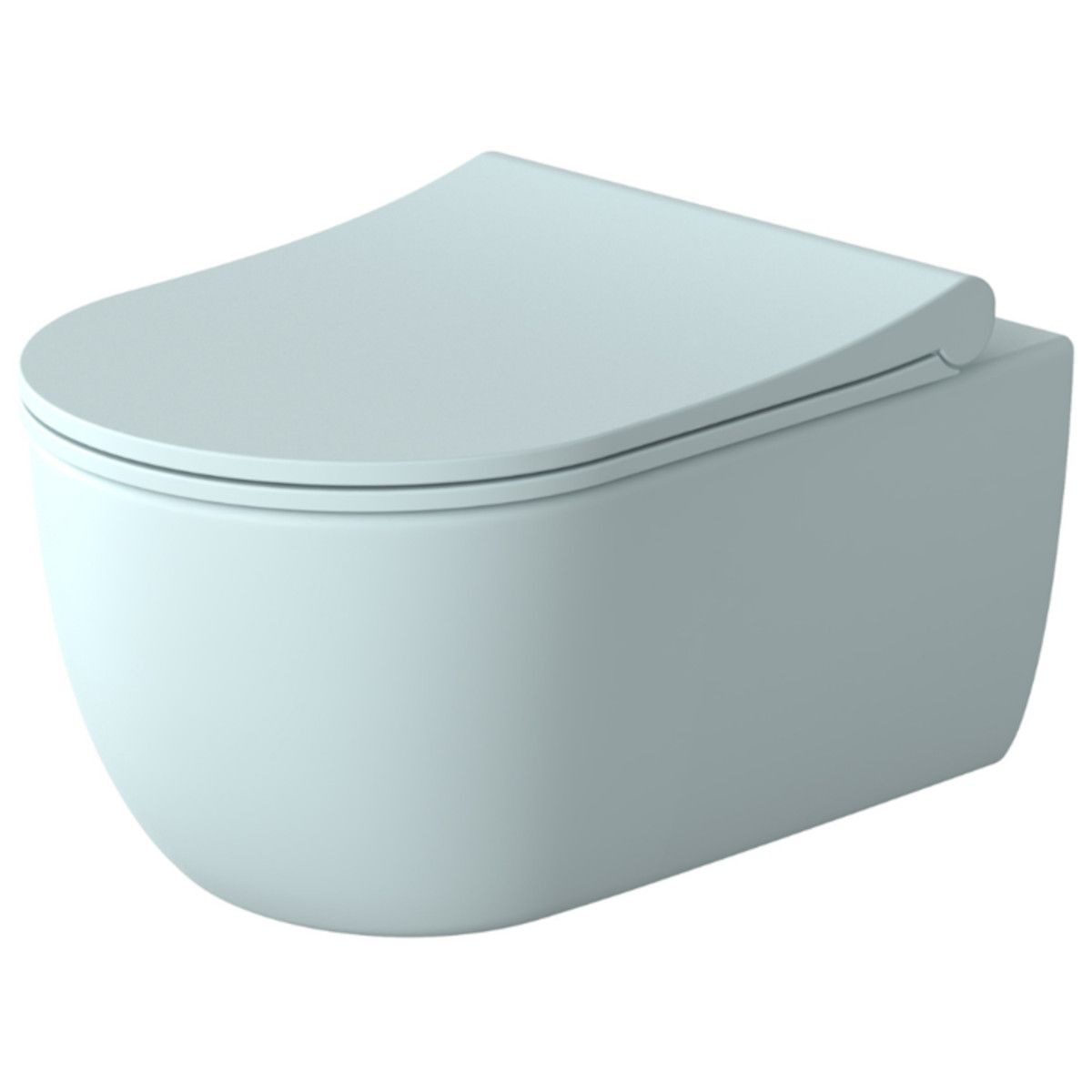 WC-Schüssel EGO Michael Rimless, 49x36 cm, Blau, Power Colour, halbmatt, hängende Montage , Duroplast Soft-Close Deckel Easy-Off