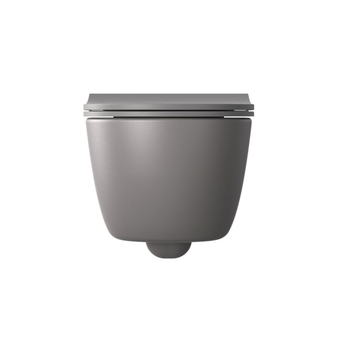 WC-Schüssel EGO Michael Rimless, 49x36 cm, Grau, Power Colour, halbmatt, hängende Montage, Duroplast-Deckel Soft-Close