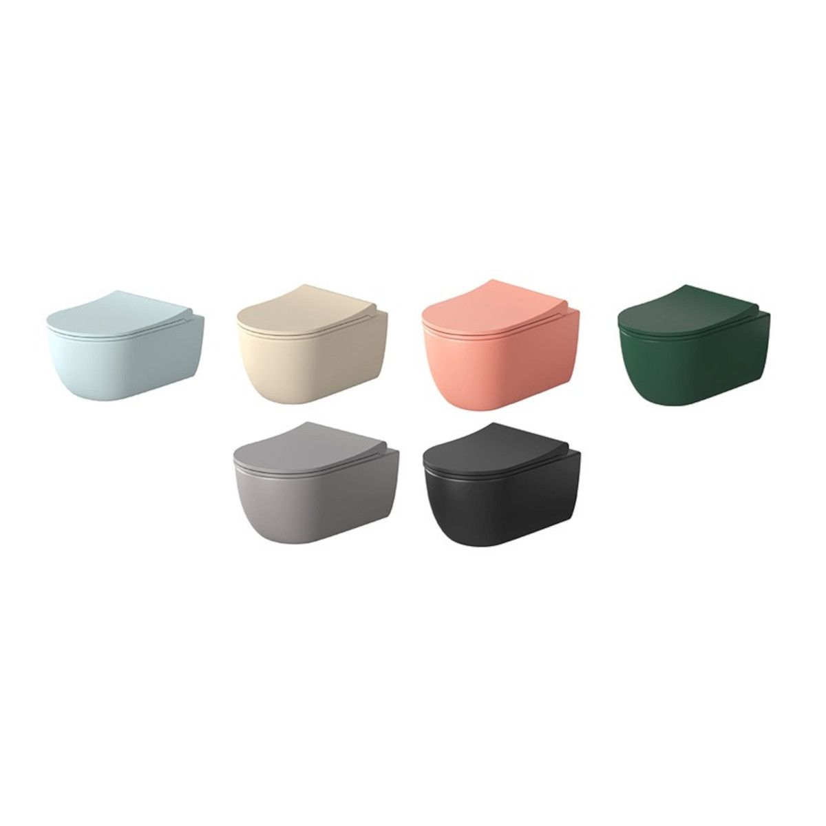 WC-Schüssel EGO Michael Rimless, 49x36 cm, Grau, Power Colour, halbmatt, hängende Montage, Duroplast-Deckel Soft-Close