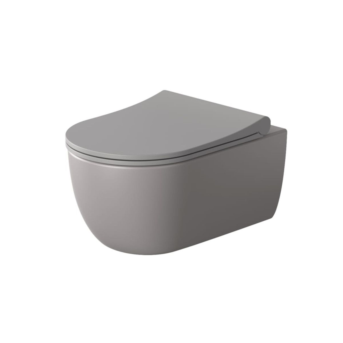 WC-Schüssel EGO Michael Rimless, 49x36 cm, Grau, Power Colour, halbmatt, hängende Montage, Duroplast-Deckel Soft-Close