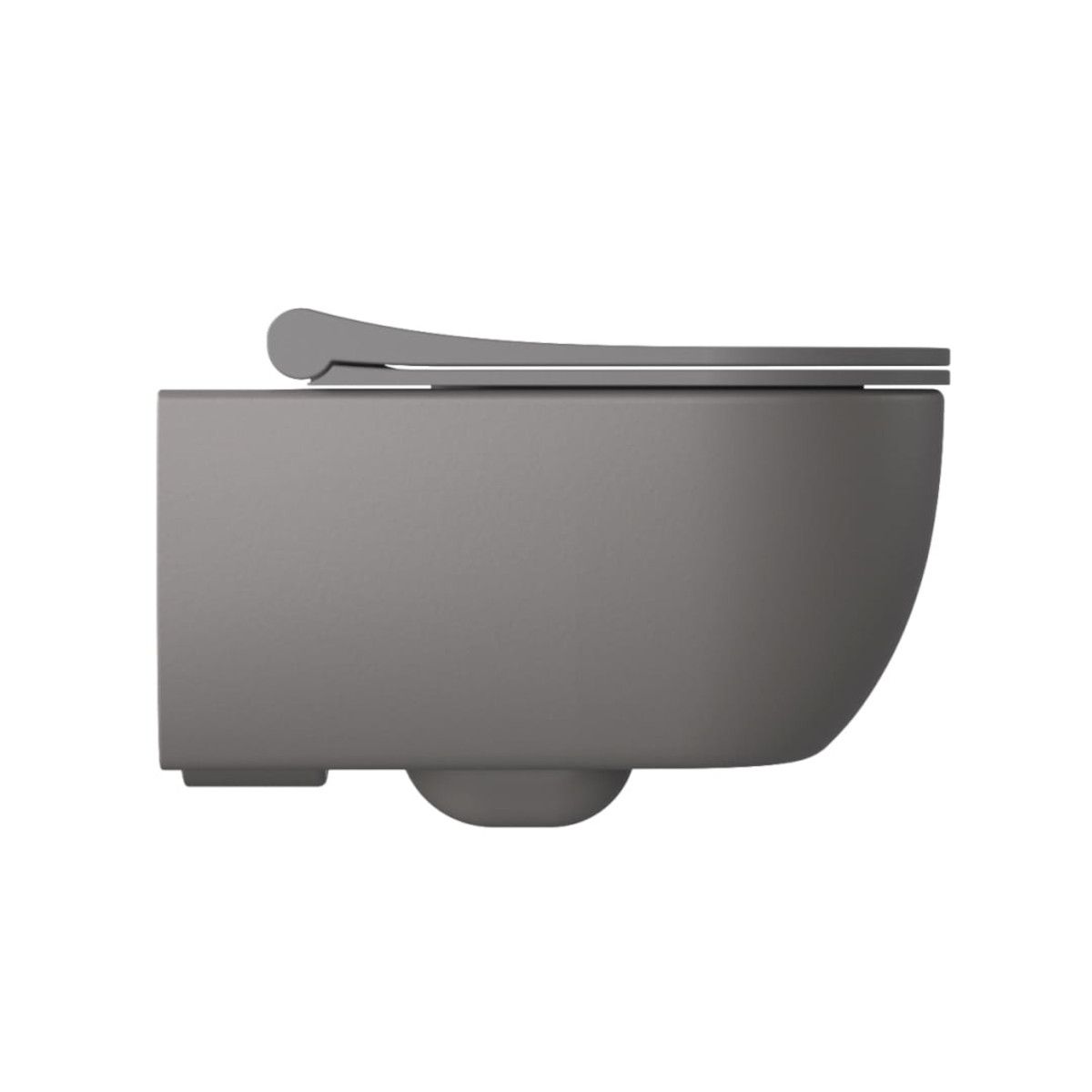 WC-Schüssel EGO Michael Rimless, 49x36 cm, Grau, Power Colour, halbmatt, hängende Montage, Duroplast-Deckel Soft-Close