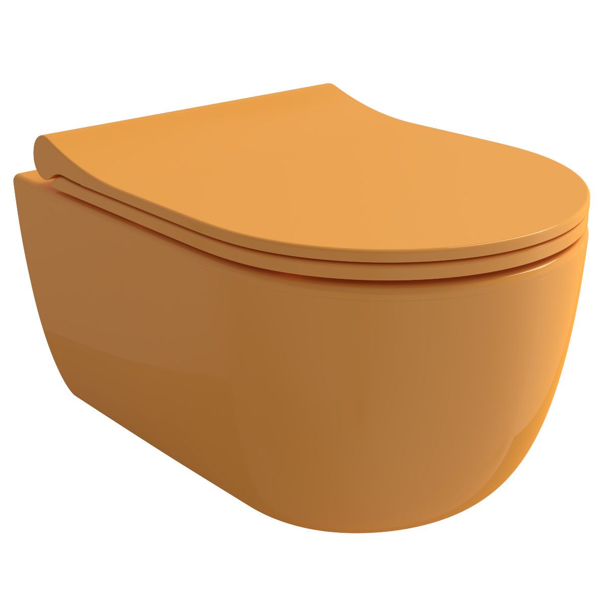 WC-Schüssel EGO Michael Rimless, 49x36 cm, Mandarinenorange, hängende Montage, Duroplast Soft-Close Easy-Off-Deckel
