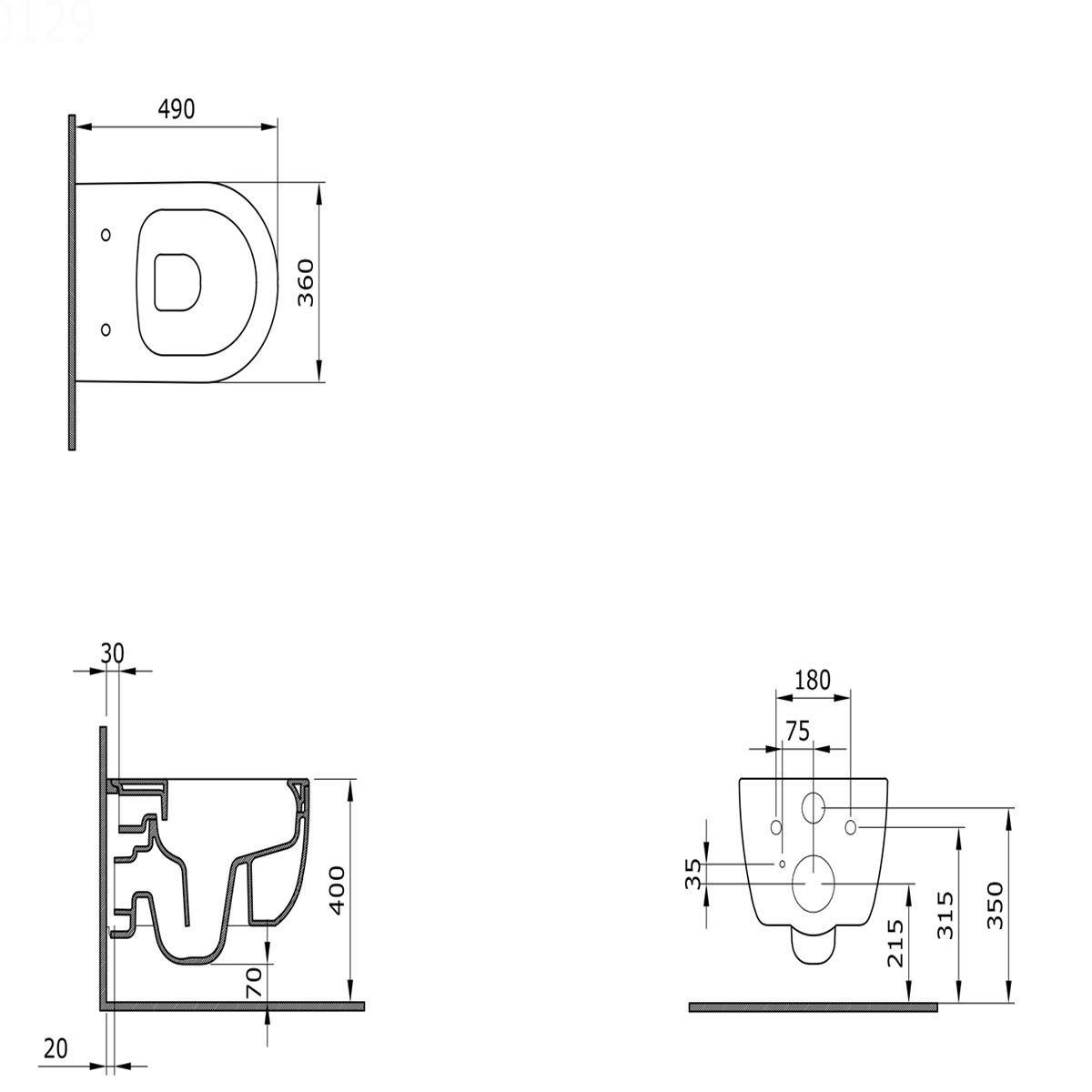 WC-Schüssel EGO Michael Rimless, 49x36 cm, Mandarinenorange, hängende Montage, Duroplast Soft-Close Easy-Off-Deckel