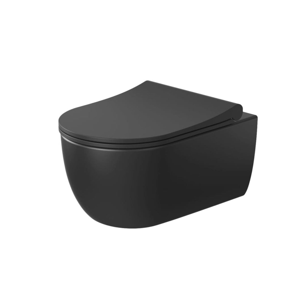 WC-Becken EGO Michael Rimless, 49x36 cm, Schwarz , Power Colour, halbmatt, wandhängend, Duroplast-Deckel Soft-Close Easy Off