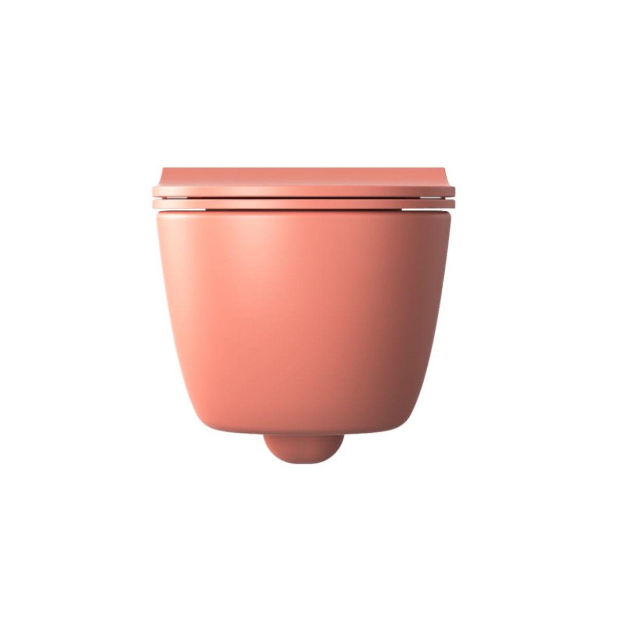 WC-Schüssel EGO Michael Rimless, 49x36 cm, Lachsrosa, Power Colour, halbmatt, Duroplast-Deckel Soft-Close, Easy-Off-Funktion