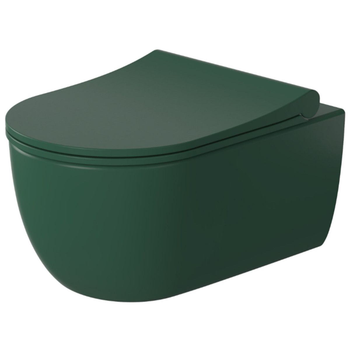 WC-Schüssel EGO Michael Rimless , 49x36 cm, Grün, Power Colour, halbmatt, hängende Montage, Duroplast-Soft-Close-Easy-Off-Deckel