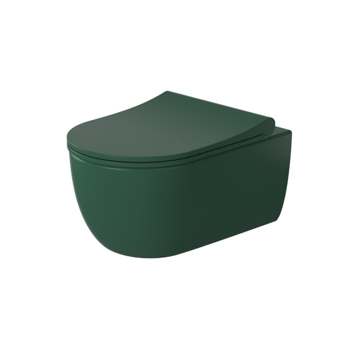 WC-Schüssel EGO Michael Rimless , 49x36 cm, Grün, Power Colour, halbmatt, hängende Montage, Duroplast-Soft-Close-Easy-Off-Deckel