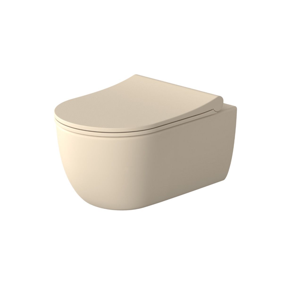 WC-Becken EGO Michael Rimless, 49x37 cm, Jasmin seidenmatt, Power Colour, hängende Montage, Duroplast Soft-Close Easy-Off-Deckel
