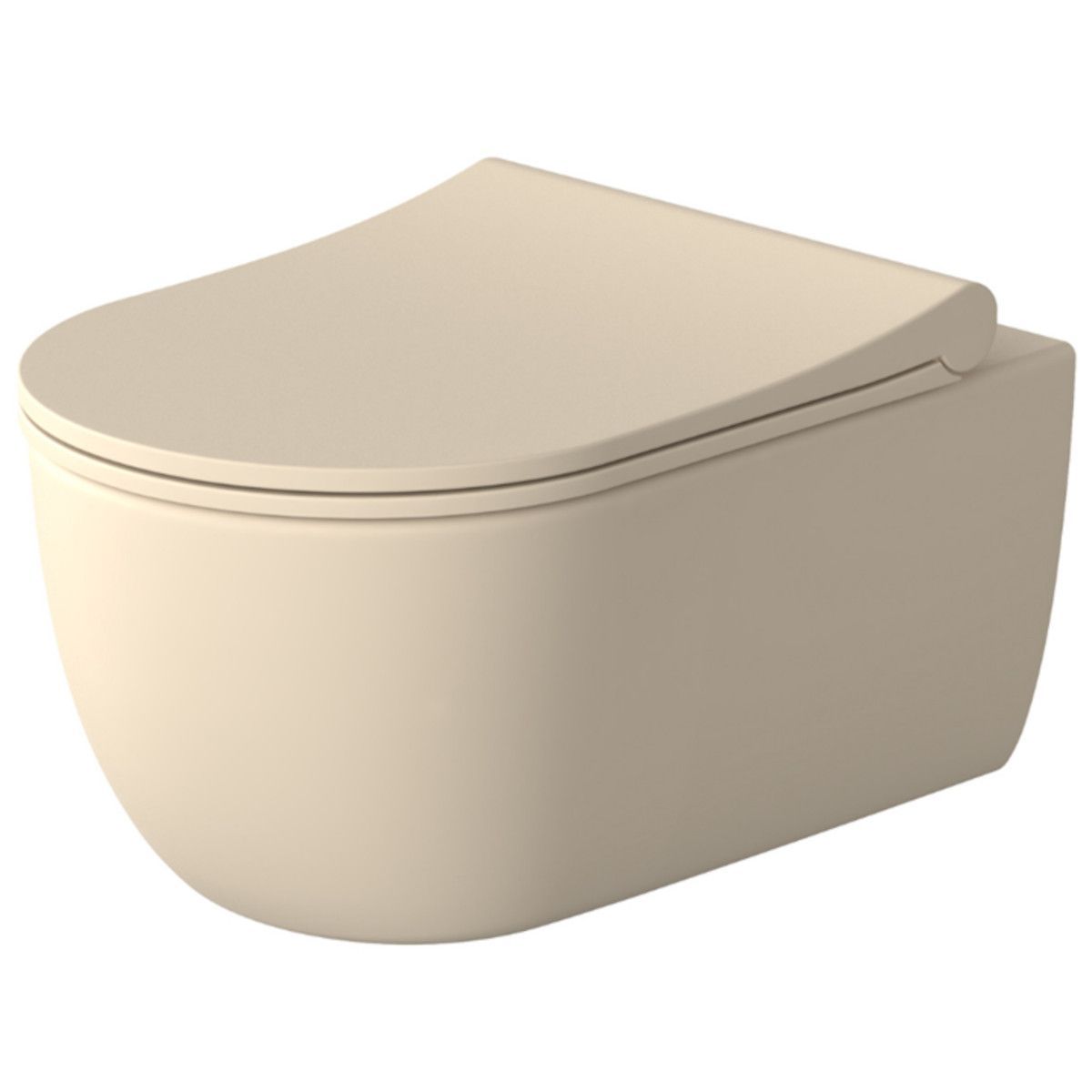 WC-Becken EGO Michael Rimless, 49x37 cm, Jasmin seidenmatt, Power Colour, hängende Montage, Duroplast Soft-Close Easy-Off-Deckel