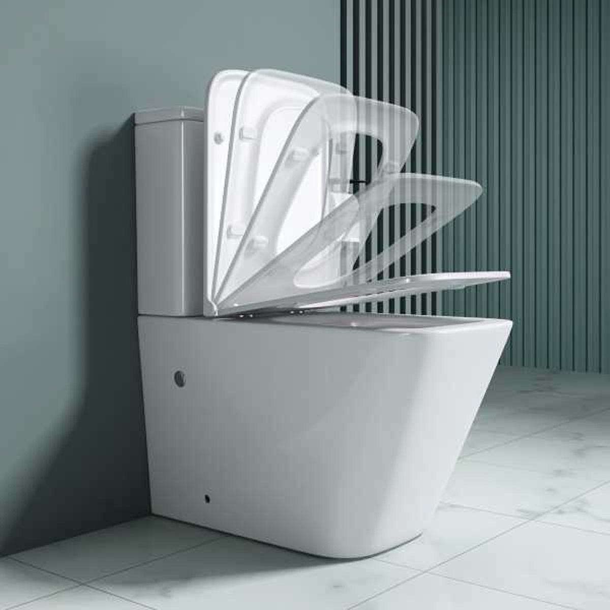 WC-Schüssel Ego-A112 Rimless, 49x34 cm, Weiß, Sanitärkeramik, inklusive Soft-Close-Deckel