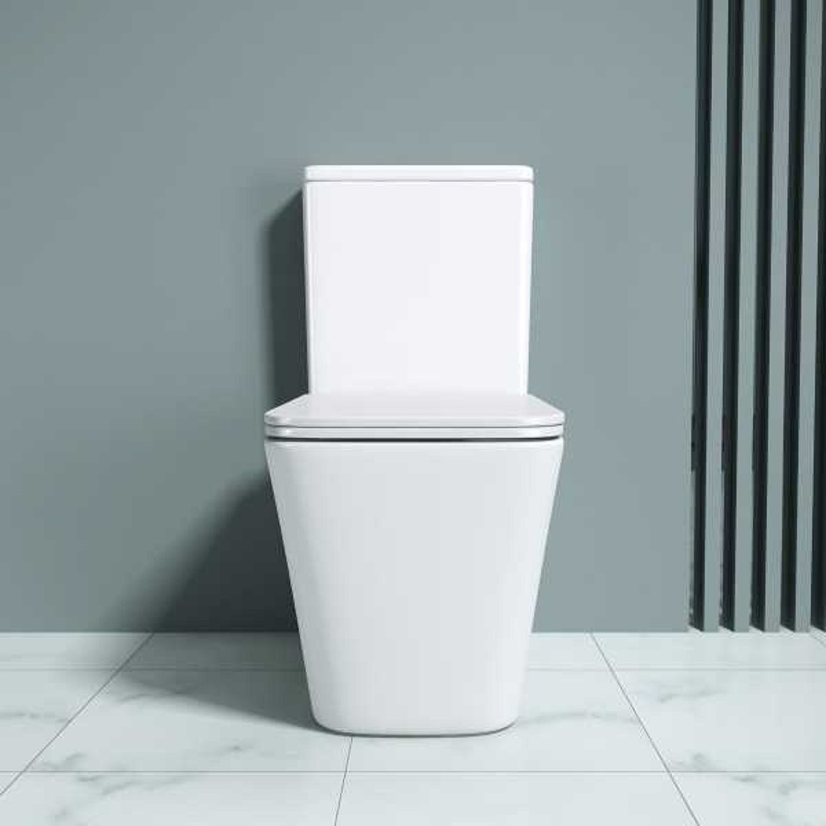 WC-Schüssel Ego-A112 Rimless, 49x34 cm, Weiß, Sanitärkeramik, inklusive Soft-Close-Deckel