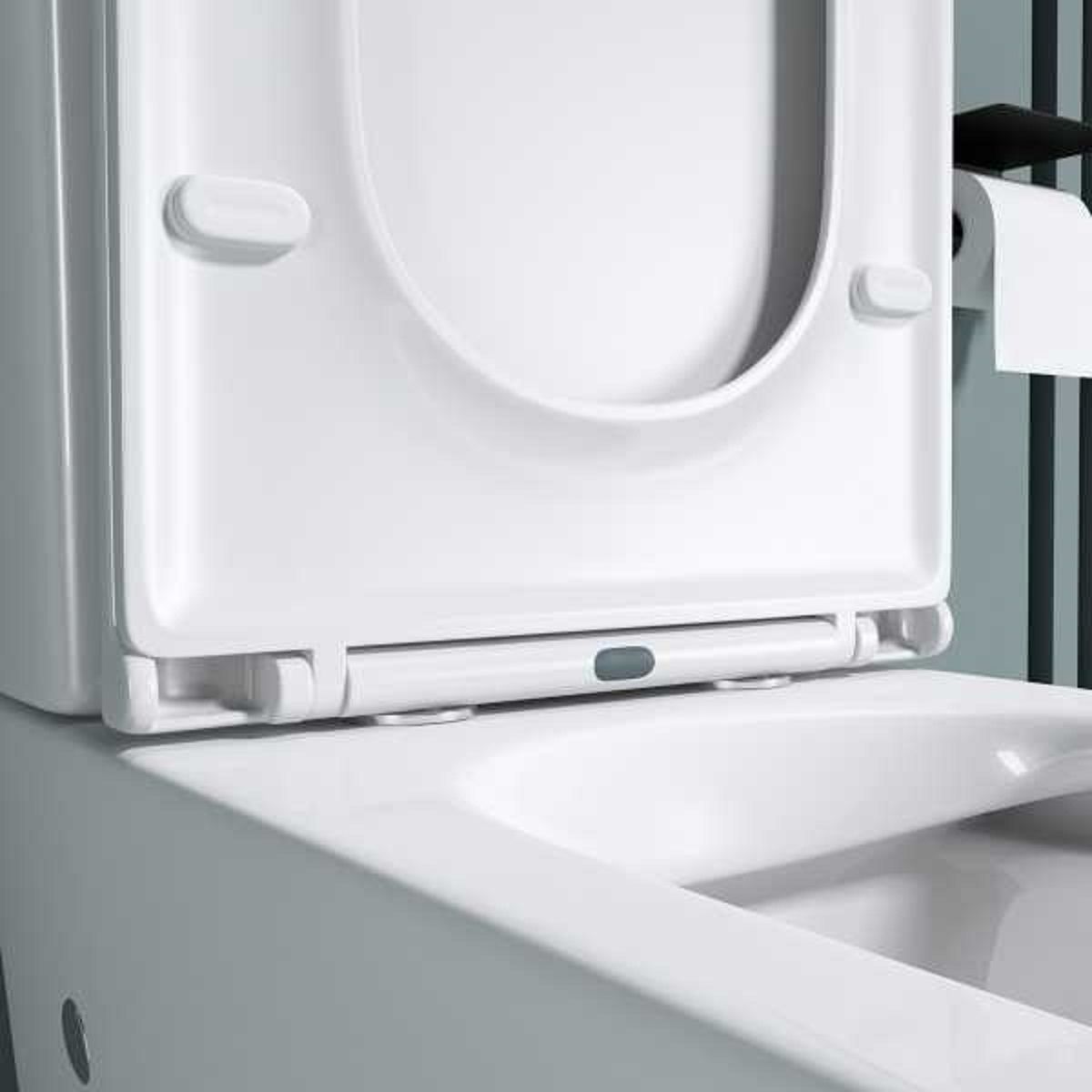 WC-Schüssel Ego-A112 Rimless, 49x34 cm, Weiß, Sanitärkeramik, inklusive Soft-Close-Deckel