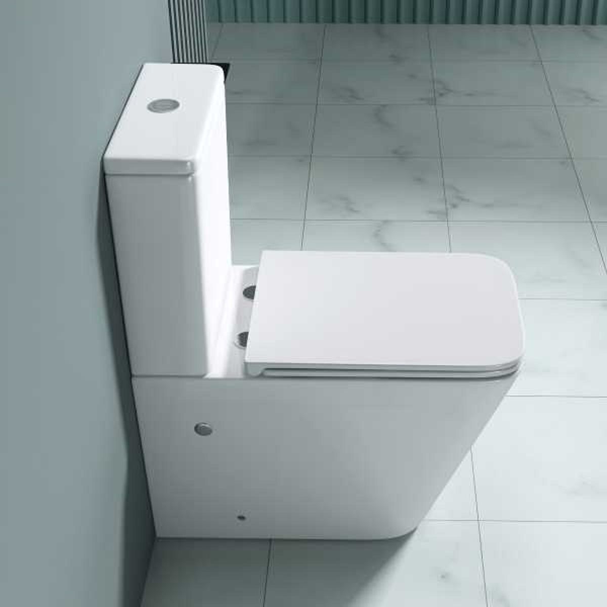 WC-Schüssel Ego-A112 Rimless, 49x34 cm, Weiß, Sanitärkeramik, inklusive Soft-Close-Deckel