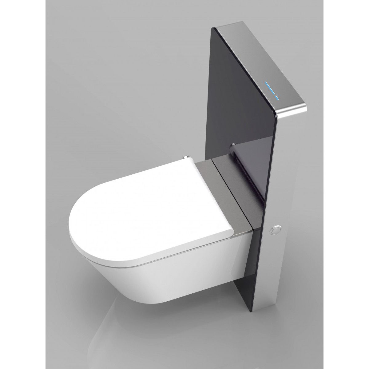 WC-Vorwandelement mit schwarzem Sicherheitsglas-Spülkasten, Spülsensor, Größe 100x48 cm, Bodenmontage, Ego-Senna
