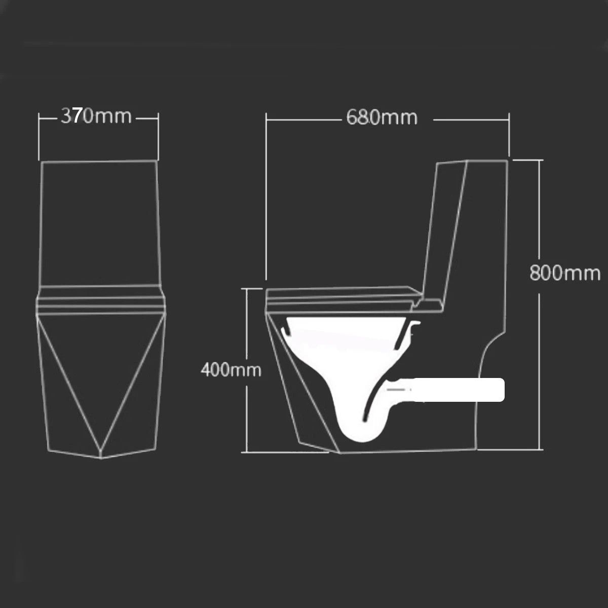 Enrico WC-Becken, SiphonFlush, Mattschwarz, Power Colour, 68x37 cm Inklusive Tank, Bodenmontage, Soft-Close Abdeckung