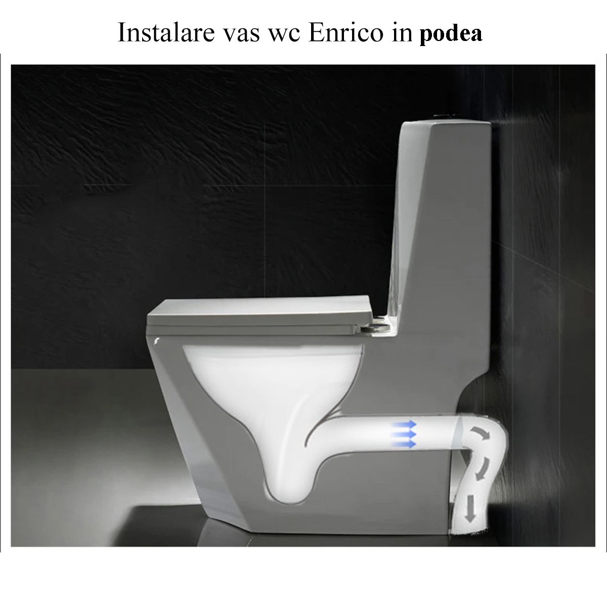Enrico WC-Becken, SiphonFlush, Mattschwarz, Power Colour, 68x37 cm Inklusive Tank, Bodenmontage, Soft-Close Abdeckung