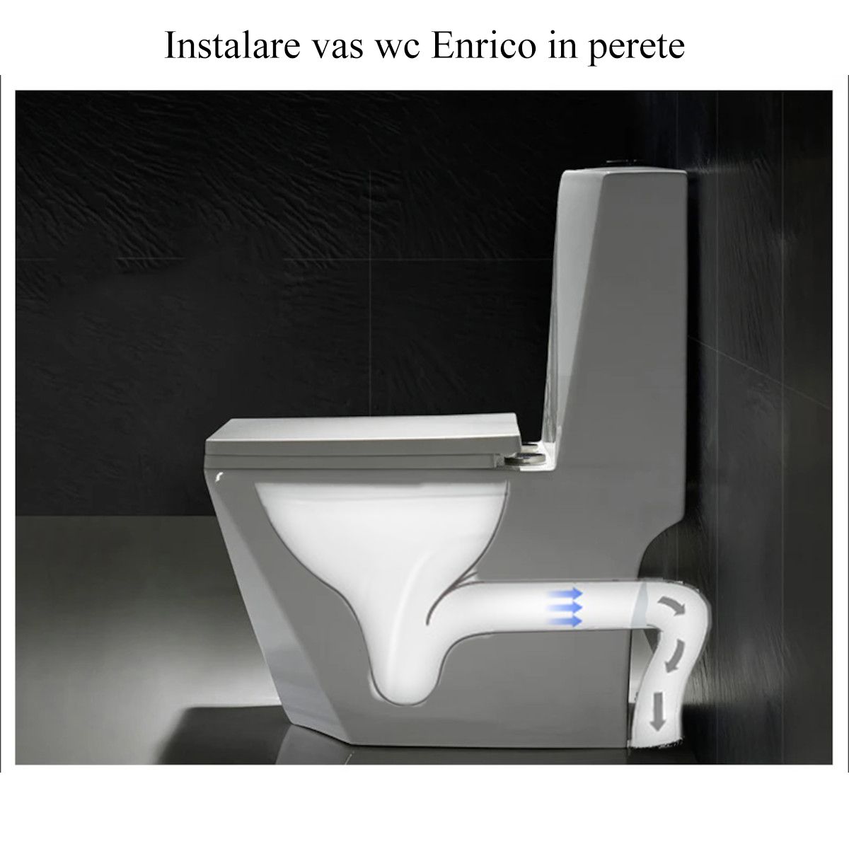 Enrico WC-Becken, SiphonFlush, Mattschwarz, Power Colour, 68x37 cm Inklusive Tank, Bodenmontage, Soft-Close Abdeckung