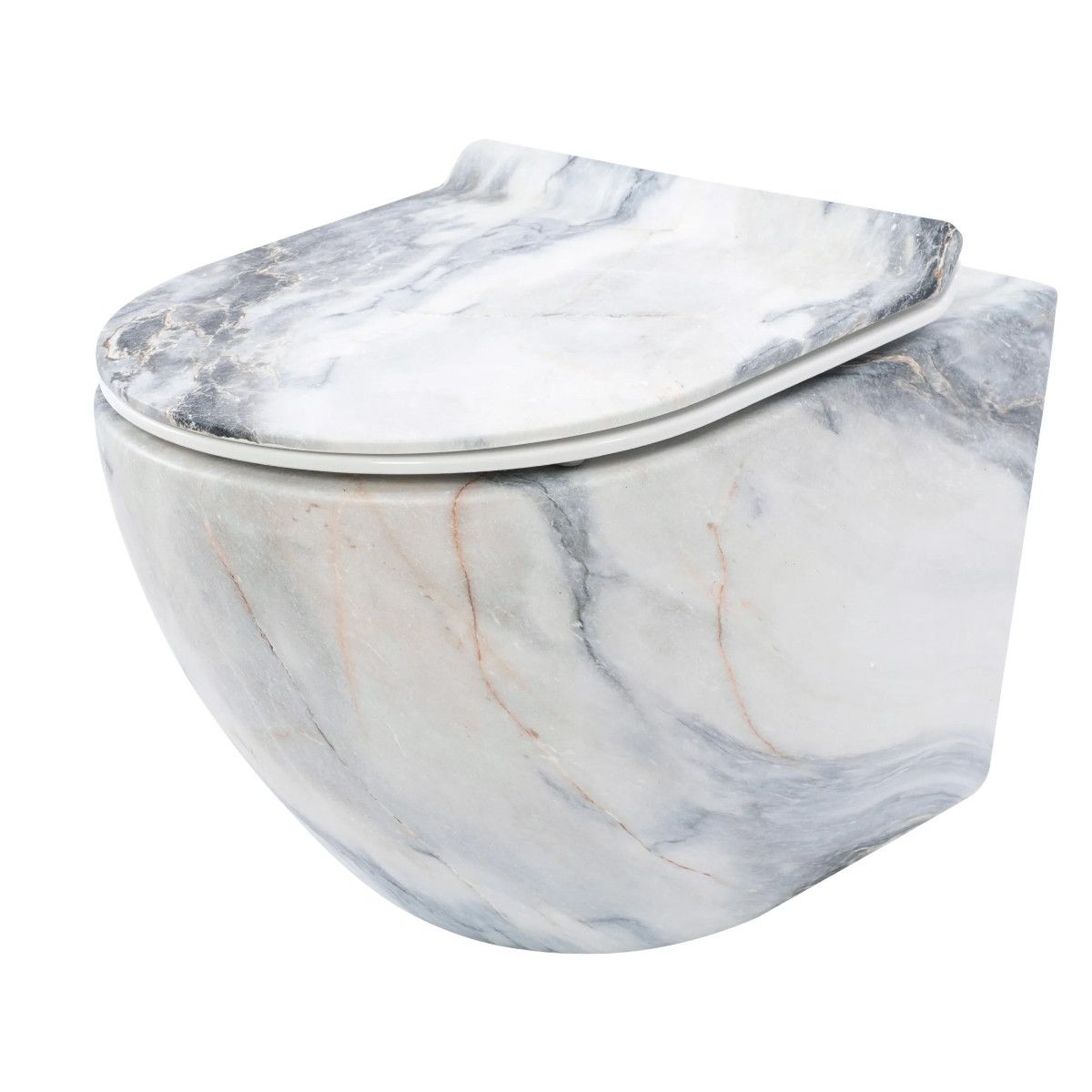 Wandhängendes WC, Granit Glänzend, Rimless, 49x37 cm, Duroplast-Deckel, Sanitärkeramik, Ben