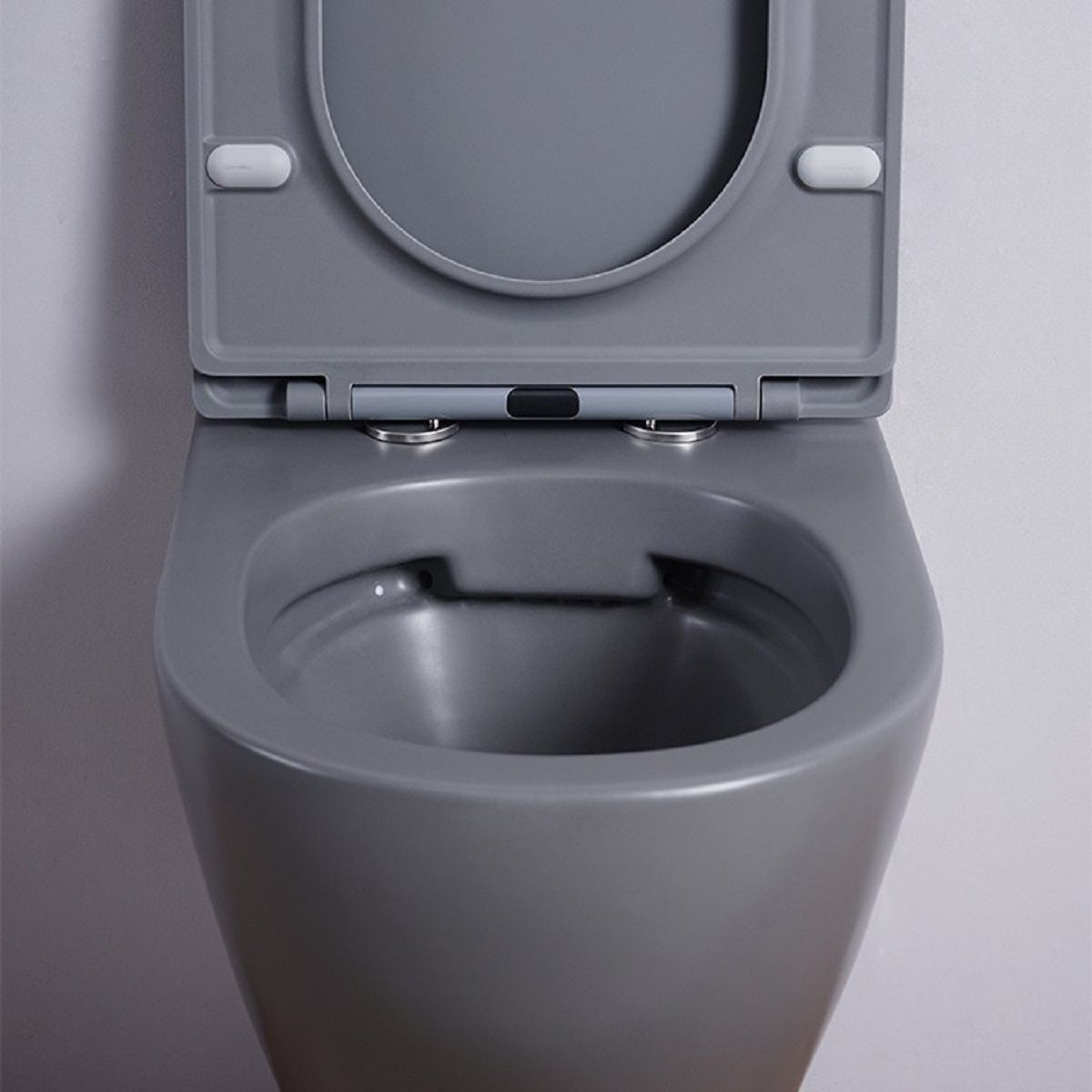 Wandhängendes WC, Mattgrau, Power Color, Rimless, 49x37 cm, Duroplast-Deckel, Sanitärkeramik, Ben