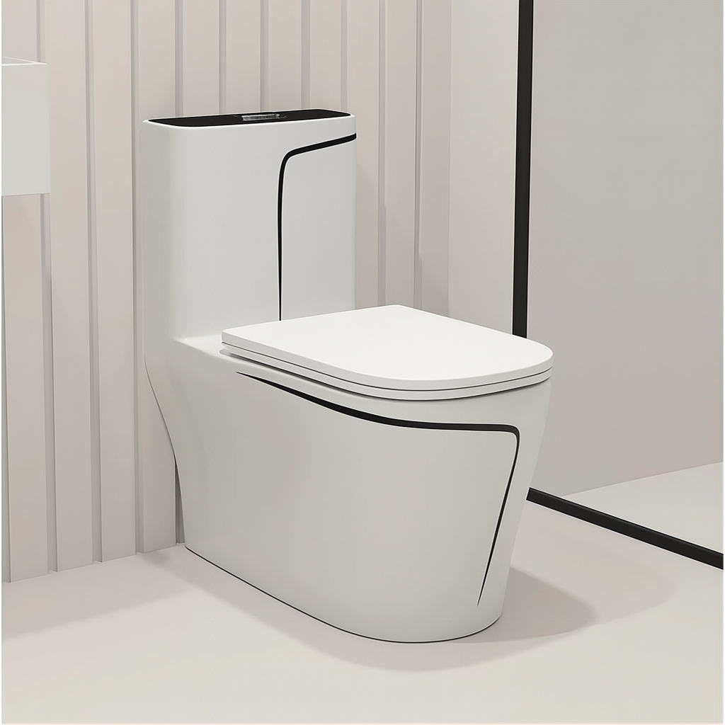 WC Lazio Weiß, Rimless, 70x39 cm, integrierter Spülkasten , Bodenmontage, inklusive Soft-Close Deckel, Royalty Line von Ego