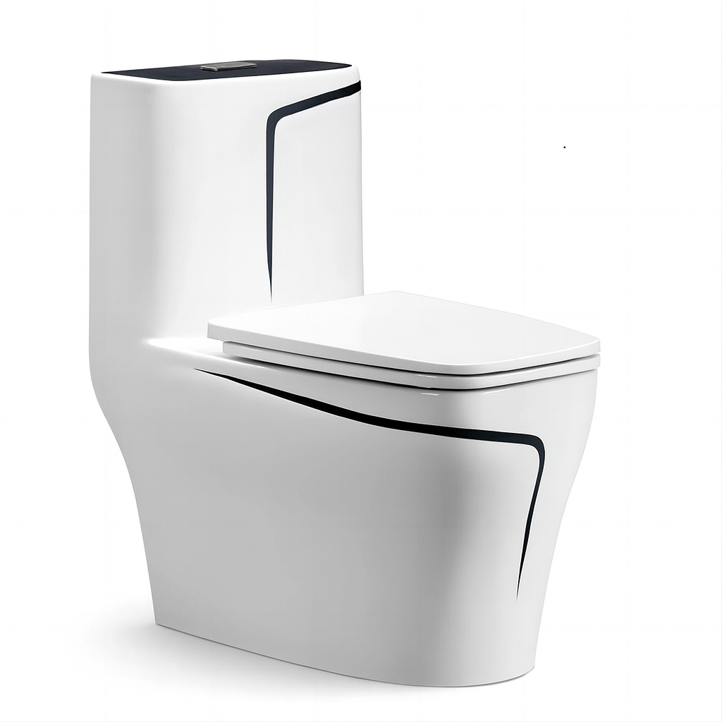 WC Lazio Weiß, Rimless, 70x39 cm, integrierter Spülkasten , Bodenmontage, inklusive Soft-Close Deckel, Royalty Line von Ego