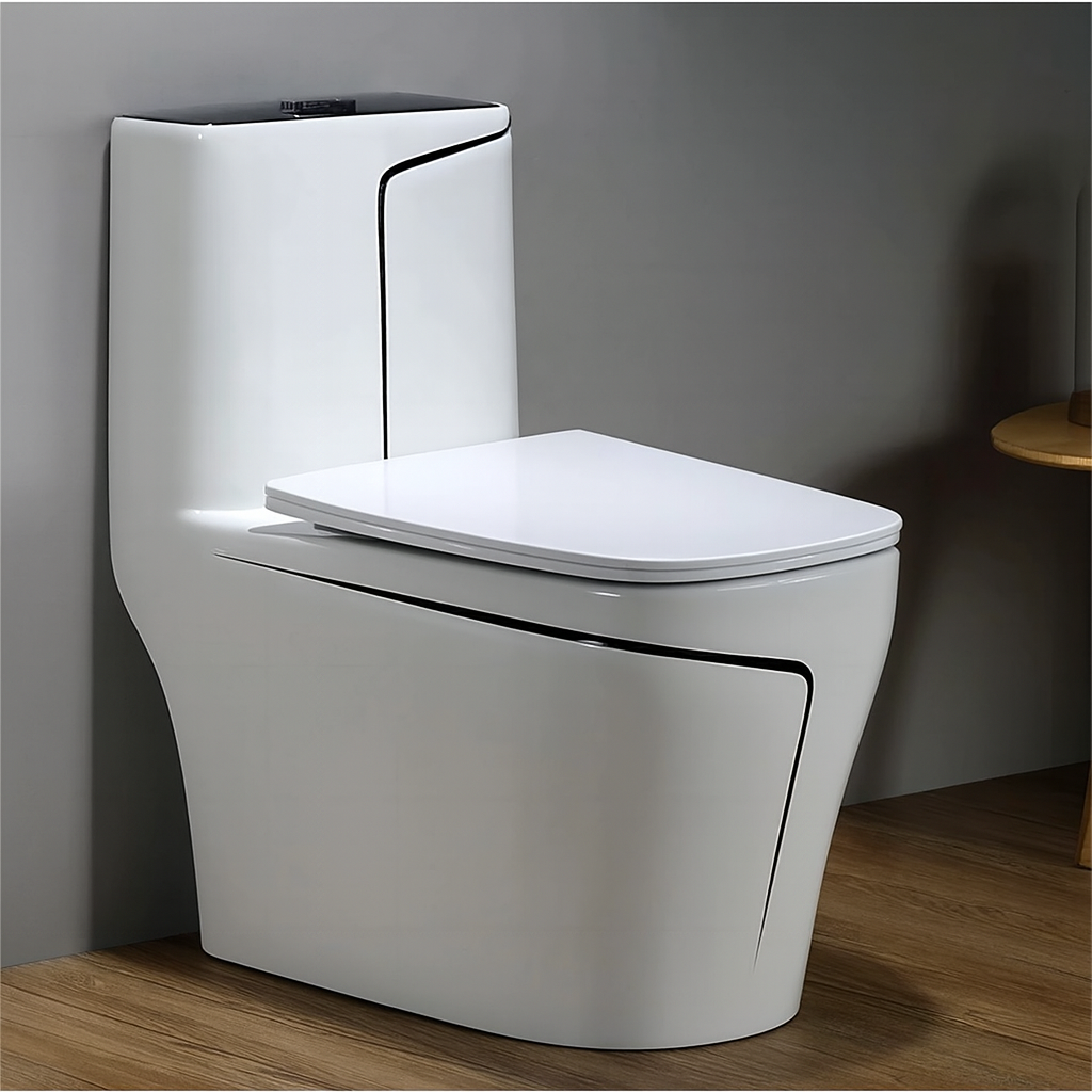 WC Lazio Weiß, Rimless, 70x39 cm, integrierter Spülkasten , Bodenmontage, inklusive Soft-Close Deckel, Royalty Line von Ego
