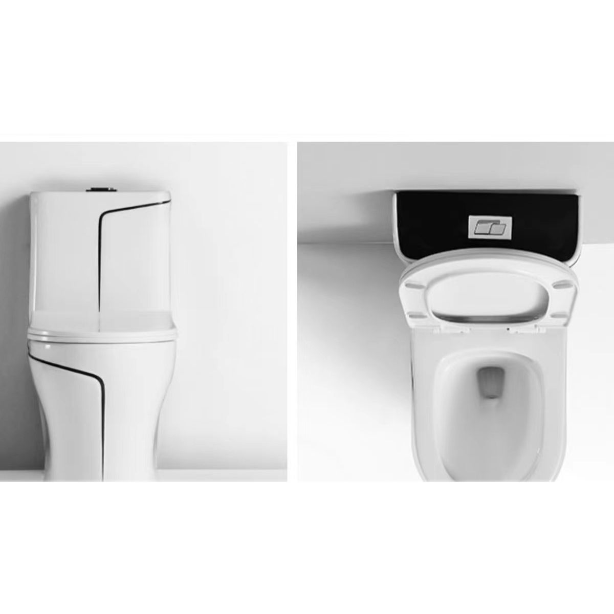 WC Lazio Weiß Gold Line, Rimless, 69x39 cm, integrierter Spülkasten,  Bodenmontage, Soft-Close-Deckel, Royalty Line von Ego