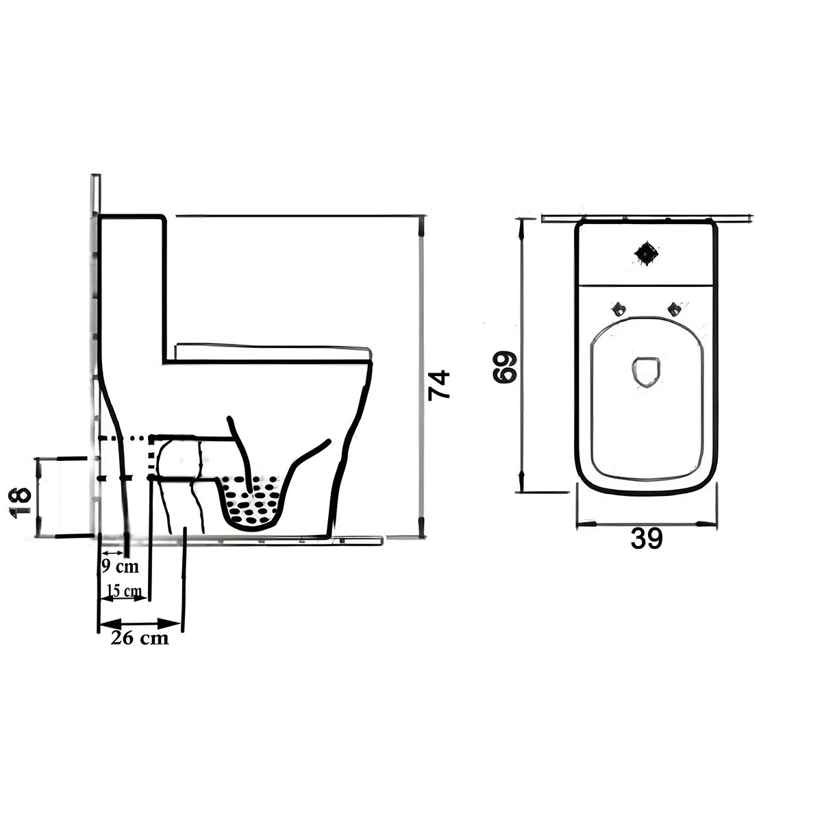 WC Lazio Blue Terrazo, Rimless, 69x39cm, integrierter Spülkasten, Bodenmontage, Soft-Close Deckel, Royalty Line von Ego