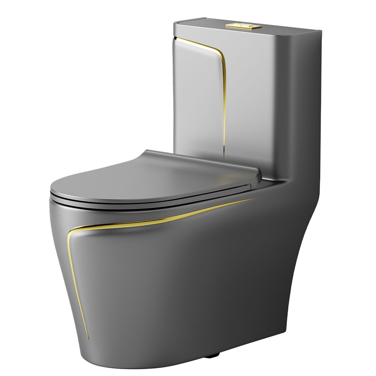 WC Lazio Grey, Rimless, 69x39 cm, integrierter Spülkasten, Bodenmontage, inklusive Soft-Close Deckel, Royalty Line von Ego