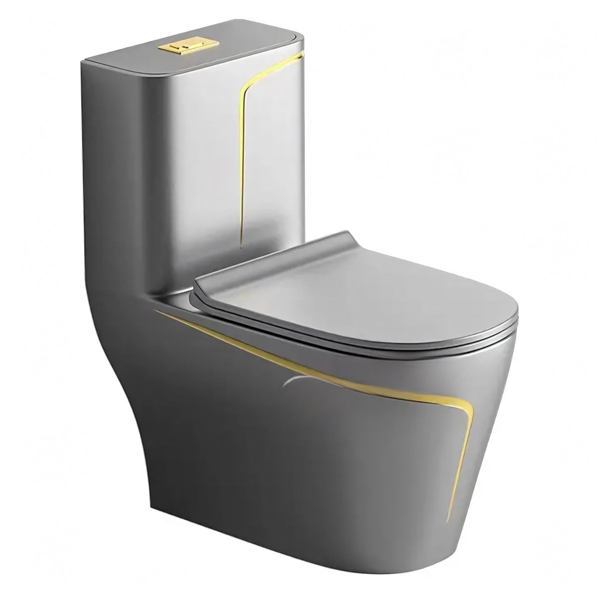 WC Lazio Grey, Rimless, 69x39 cm, integrierter Spülkasten, Bodenmontage, inklusive Soft-Close Deckel, Royalty Line von Ego
