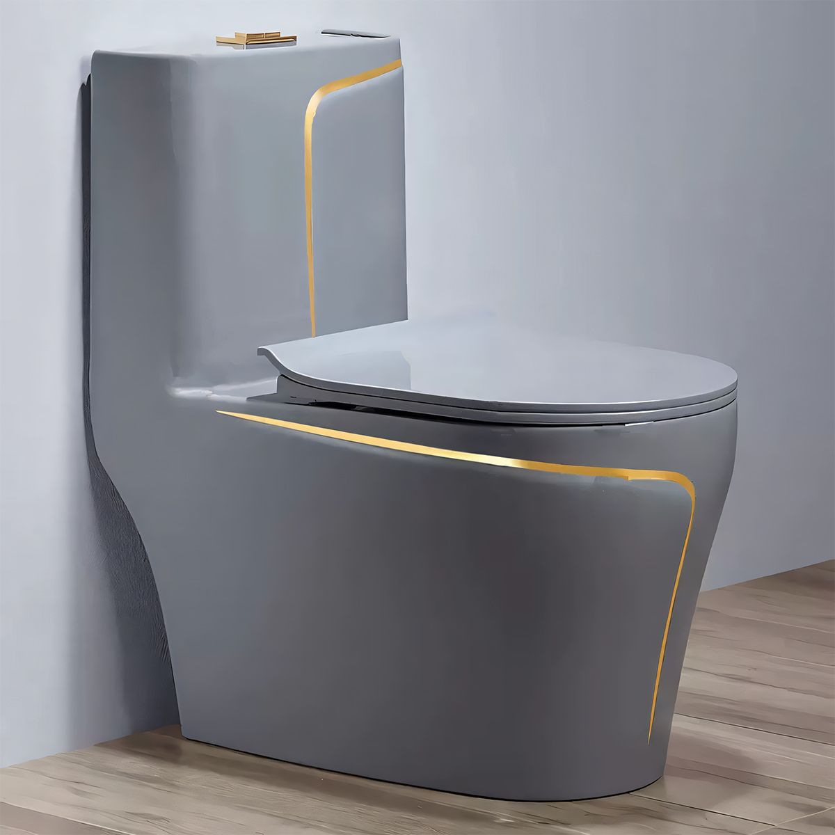 WC Lazio Grey, Rimless, 69x39 cm, integrierter Spülkasten, Bodenmontage, inklusive Soft-Close Deckel, Royalty Line von Ego