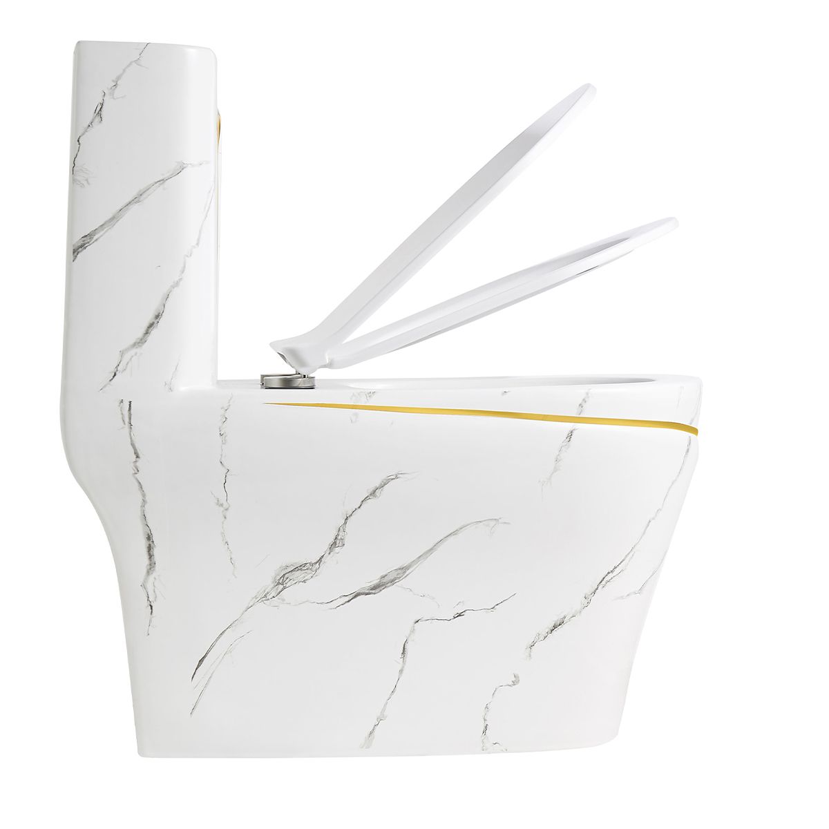WC Lazio Marble, Rimless, 70x37 cm, integrierter Spülkasten, Weiß, Bodenmontage, Soft-Close Deckel, Royalty Line von Ego