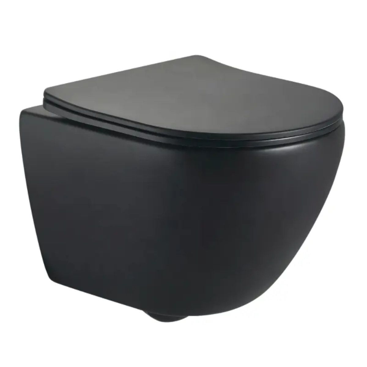 Wandhängendes WC, Mattschwarz, Power Color, Rimless, 49x37 cm, Duroplast-Deckel, Sanitärkeramik, Ben