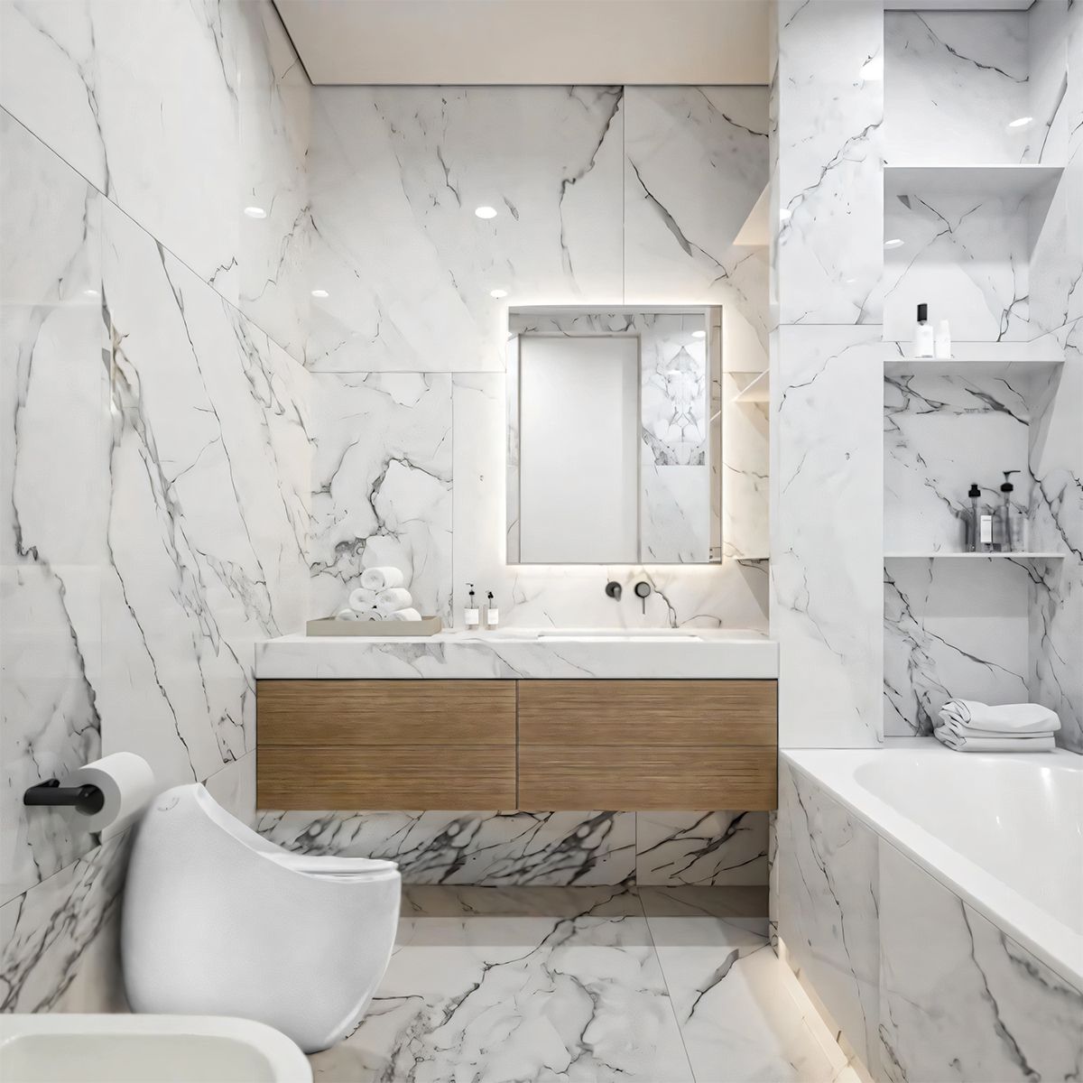 New Santa Rimless WC, 65x47 cm, Einbautank, Weiß, Bodenmontage, Abdeckung mit Soft-Close im Lieferumfang enthalten