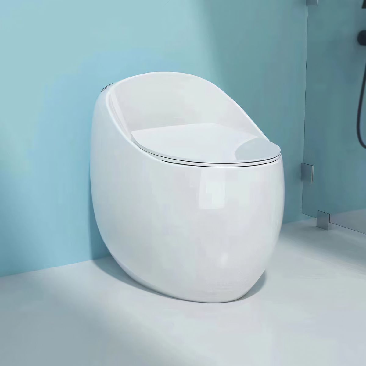 New Santa Rimless WC, 65x47 cm, Einbautank, Weiß, Bodenmontage, Abdeckung mit Soft-Close im Lieferumfang enthalten