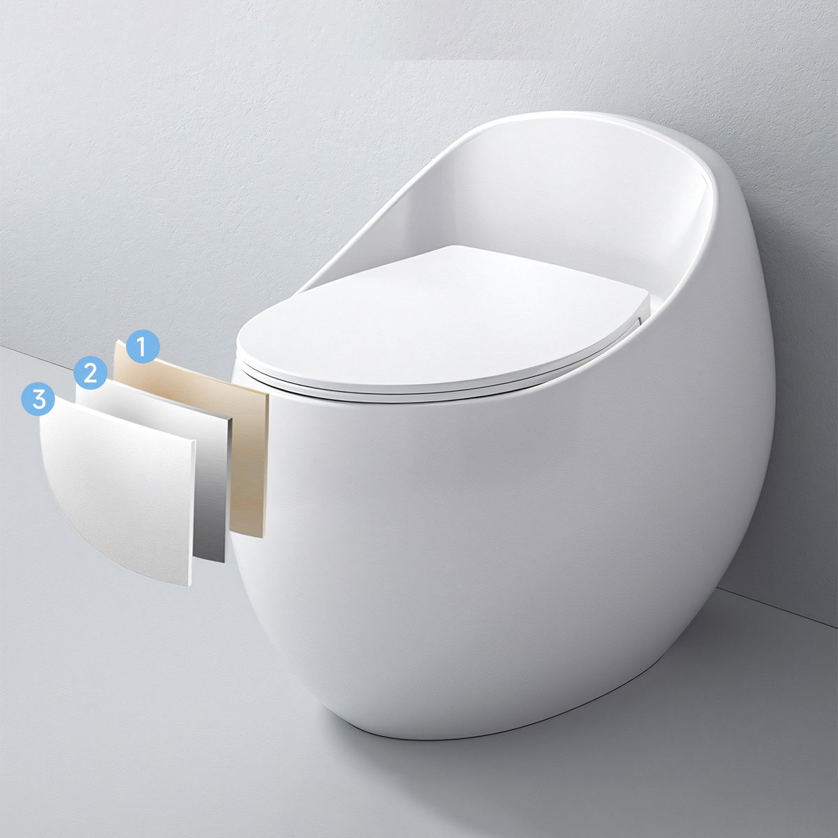 New Santa Rimless WC, 65x47 cm, Einbautank, Weiß, Bodenmontage, Abdeckung mit Soft-Close im Lieferumfang enthalten
