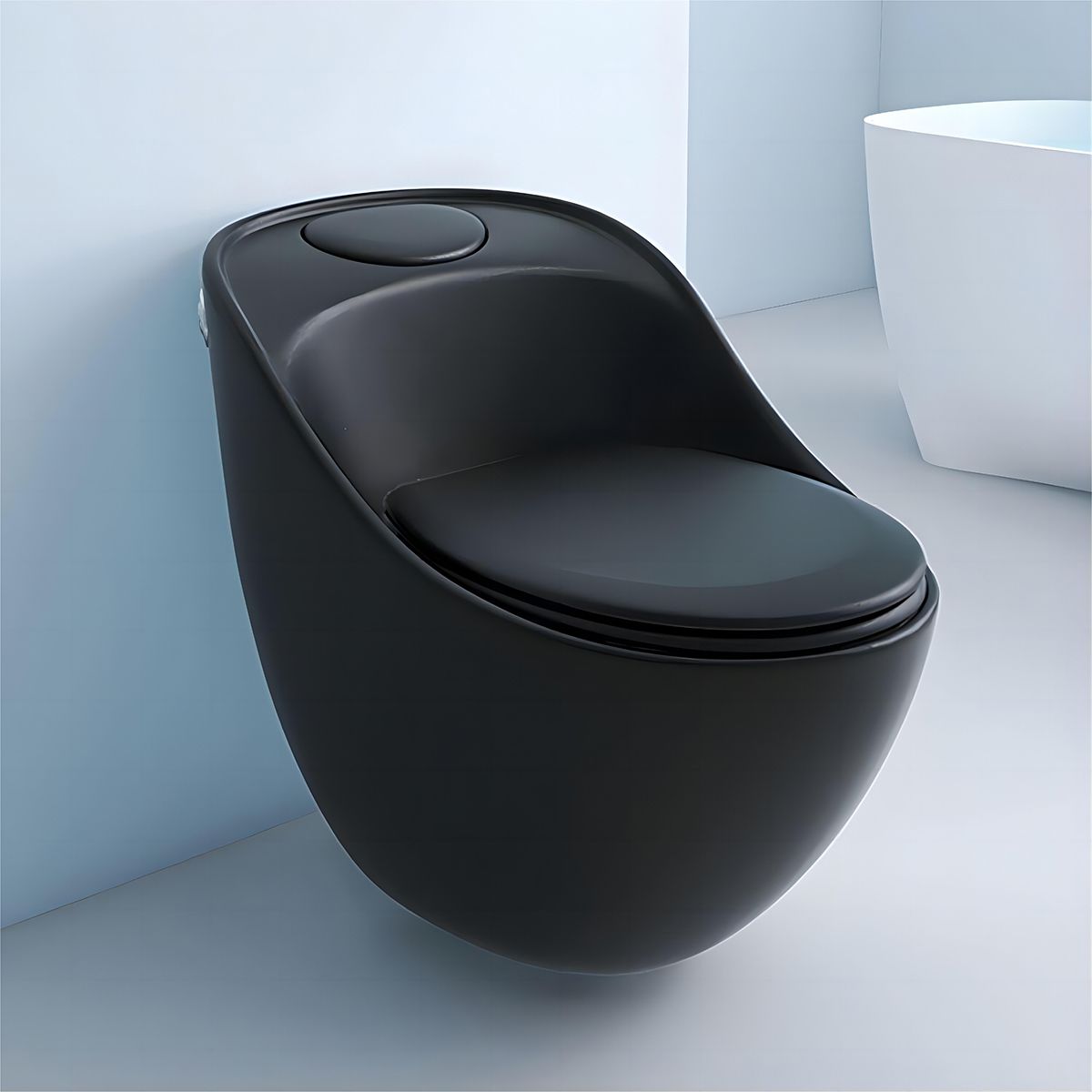 New Santa Rimless WC, 69 x 46 cm, eingebauter Spülkasten, Mattschwarz, Power Colour, Bodenmontage, Soft-Close Deckel